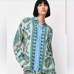 NWOT Zara Long Sleeve Paisley Pattern Button-Down
Blouse